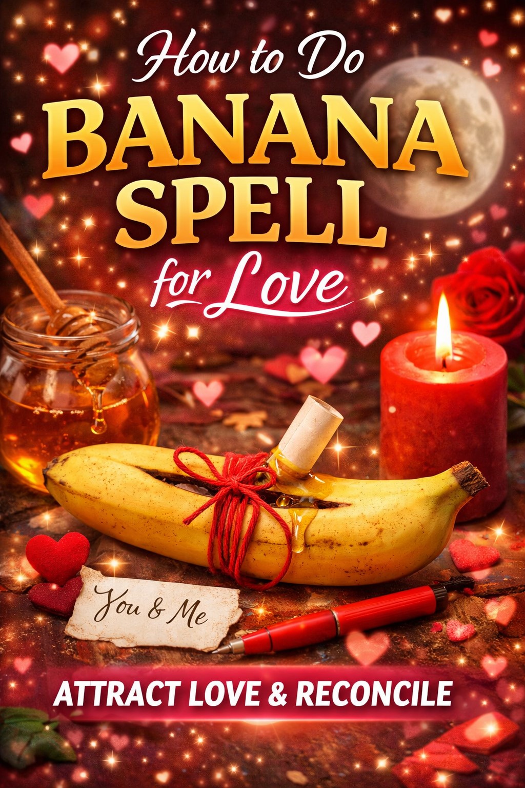 How to do banana spell for love with honey, red thread and candle for attraction and reconciliation