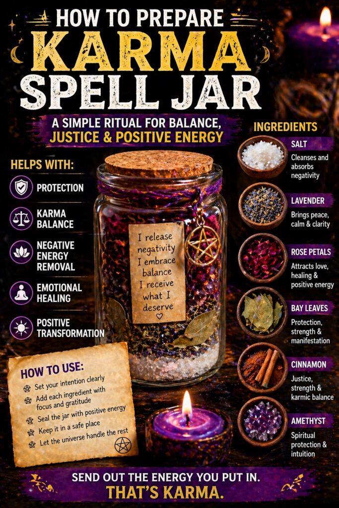 karma spell jar ingredients and how to prepare simple ritual for balance and positive energy